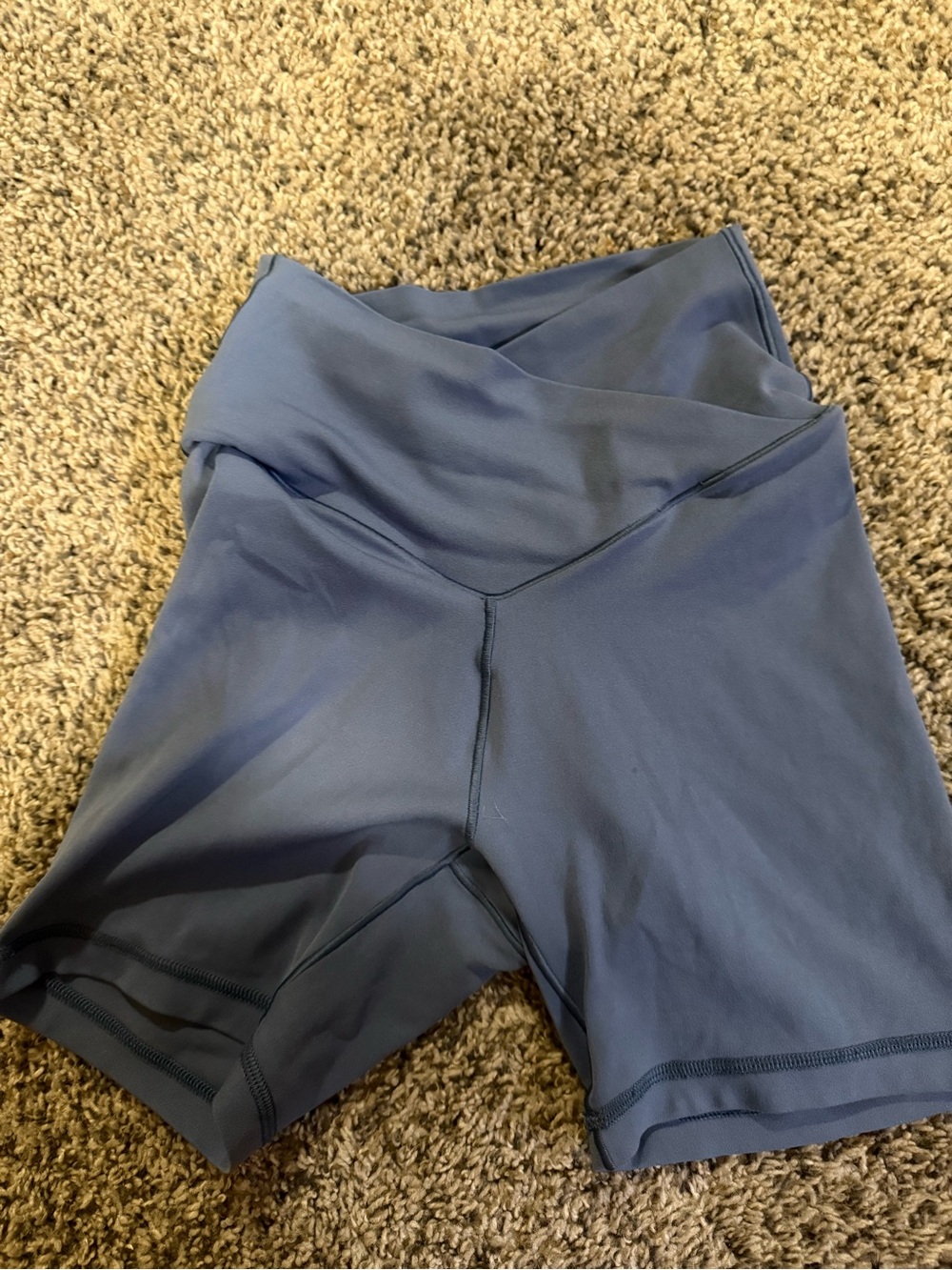 aerie Slate Blue Fold-Over Waist Athletic Bike Shorts